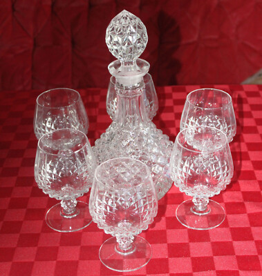 6x Crystal D Arques Cognacschwenker Bleikristall und Karaffe Bleikristall