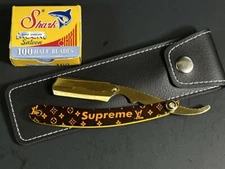 Brown & Gold Barber razor Salon Straight Cut Throat Shaving razor Designer+100B