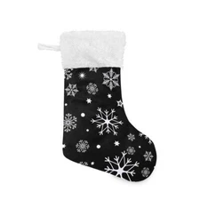 Seamless Black White Snowflake Christmas Stockings 2 Pcs 17.7inch Big Xmas Stock