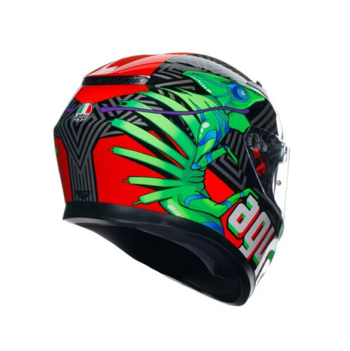 Casco AGV Integrale Doppia Visiera K3 KAMALEON BLACK/RED/GREEN Taglia S - Foto 6 di 7