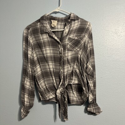 Gray/White Flannel with Tie in M