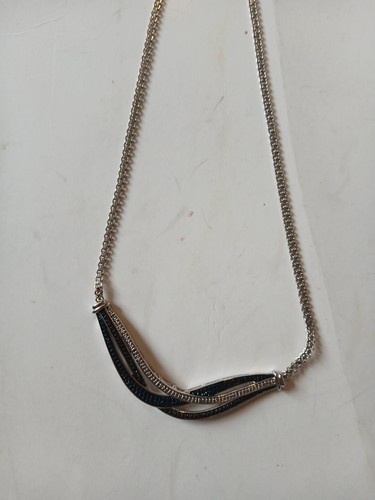 18 Inch Diamond CE Blue Black Pure Silver Over Brass Necklace See Description - Bild 6 von 8