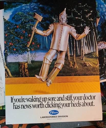 PFIZER WIZARD OF OZ TIN MAN POSTER VINTAGE 1989 ADVERTISING PRINTED IN USA