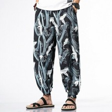 Homme Pantalon Cheville à Ruban Japonais Crane Décontracté Ethnique Style en