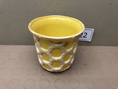 Yellow White Macrame Line E O Brody Plastic Vase Cleveland US MCM