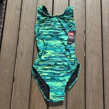 TYR Durafast Lite Women's Hydra Green Maxfit 1 Piece Swimsuit Size 30 New