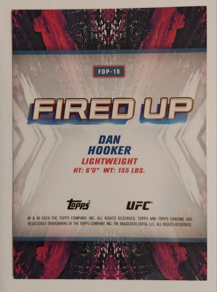 2024 Topps Chrome UFC #FDP-19 Dan Hooker Fired Up NM-MT A2 - Image 2 of 2