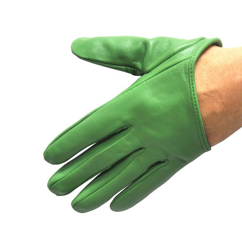Guantes de baile deportivos de cuero genuino de media palma para mujer verdes M L - Imagen 4 de 4