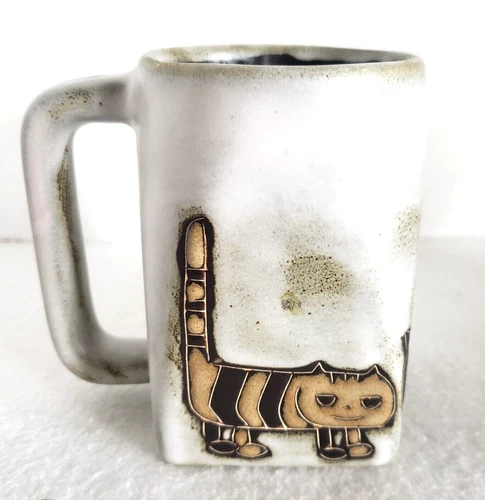 MARA MEXICO Handcrafted Stoneware Art Pottery Coffee Tea CAT Mug 16oz SIGNED