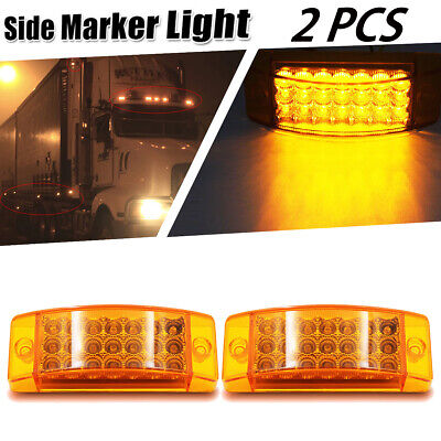 4x Amber Flowing 21-LED Side Marker Clearance Turn Light Rectangle Truck Trailer