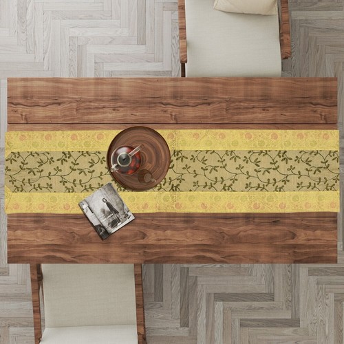 Indian Hand Embroidered Silk Dining Table Runner Christmas Decor Runner 14x72 In - Picture 3 of 3