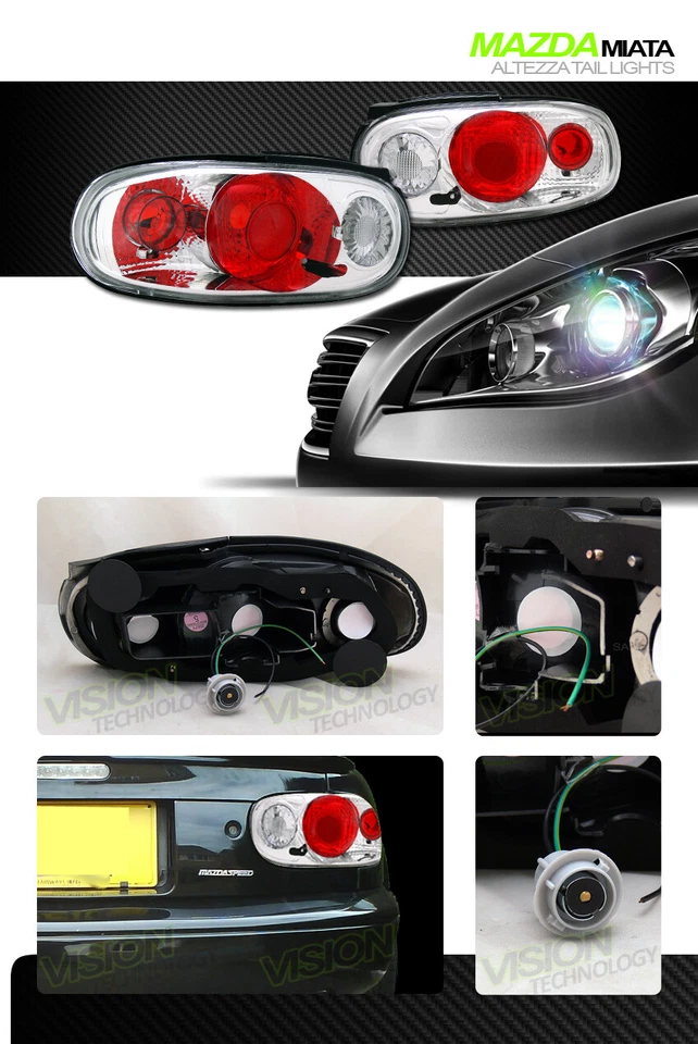 Luces traseras Altezza transparentes cromadas KS para Mazda Miata Mx5 90-96 97 Foto 2 de 2