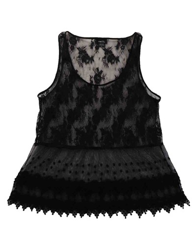 Black Lace Trim Camisole Tank Top With Floral Jacquard Design