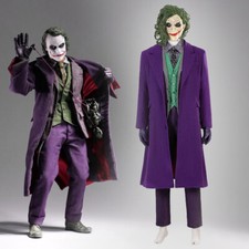 Batman  the Dark Knight Joker Custome Cosplay Coat Pants Mask Outfit Hallowee Lot