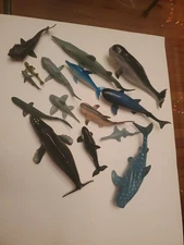 Lot of 15 Sea  Dolphin ,Whale, Shark,  Figures Safari Ltd Plastic Toy Collection