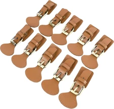 Tan Leather Sew on Toggles Set of 10 Modern Vintage Buckles for Coat Jackets and