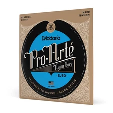 D'Addario Pro Arte Black Nylon Classical Guitar Strings Hard Tension Warm Tone