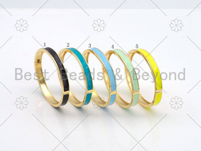 Thick Colorful Enamel Bracelet, Fully Around Enamel Bracelet, stacking