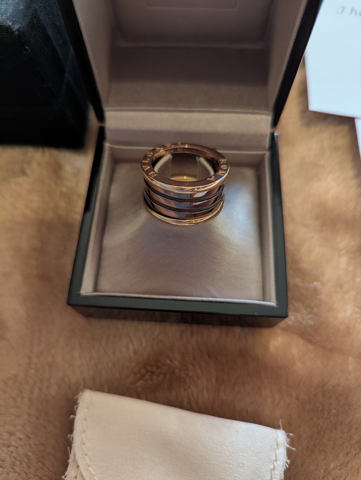 Bvlgari B Zero 1 Roma Ring 18K Rose Gold Ceramic Copper size 55