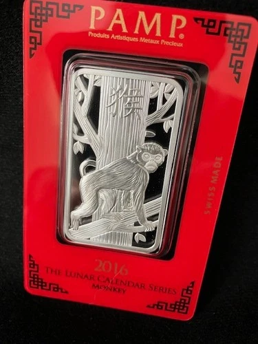 2016 PAMP Suisse Lunar Series Year of MONKEY 1 oz .999 Fine Silver in Assay