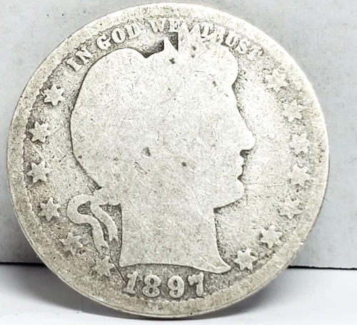 1897 Barber Quarter Fair 90% Silver US Twenty Five Cent Piece