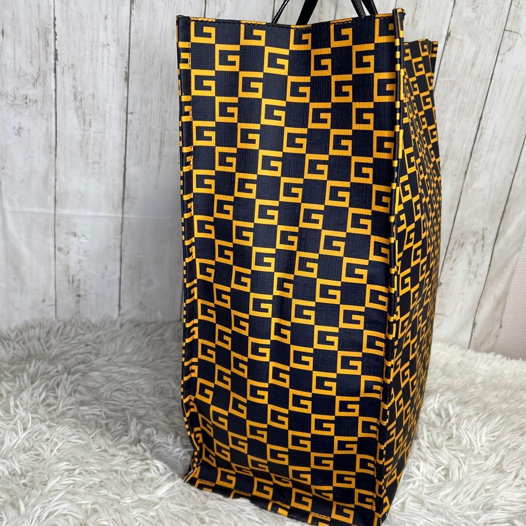 GUCCI Square G Tote Bag PVC Leather Black Large Capacity Authentic thumbnail 8