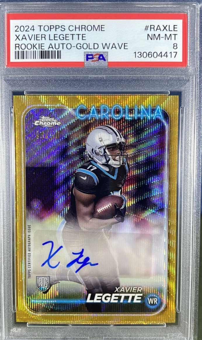 2024 Topps Chrome Rookie Autographs Xavier Legette Gold Refractor /50 (AU, RC)