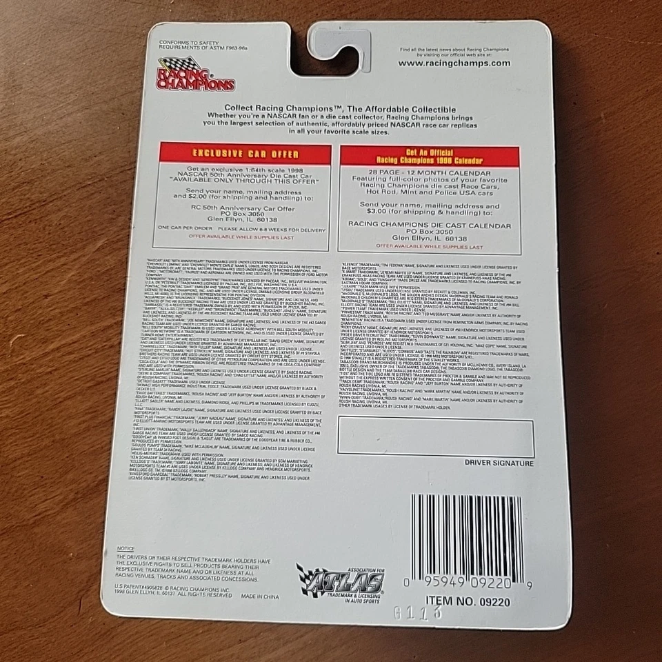 ПОДПИСАННЫЙ 1:64 Dick Trickle #90 HELIG-MEYERS 1998 С АВТОГРАФОМ DieCast Nascar SE - Изображение 2 из 4