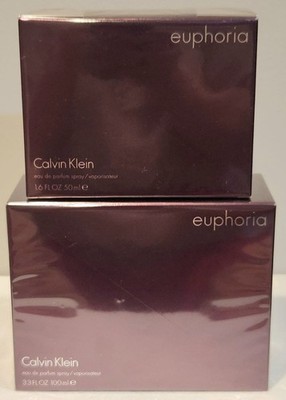 Lot of 2 Euphoria Calvin Klein 3.3oz/100ml & 1.6oz/50ml Eau de Parfum Spray NEW