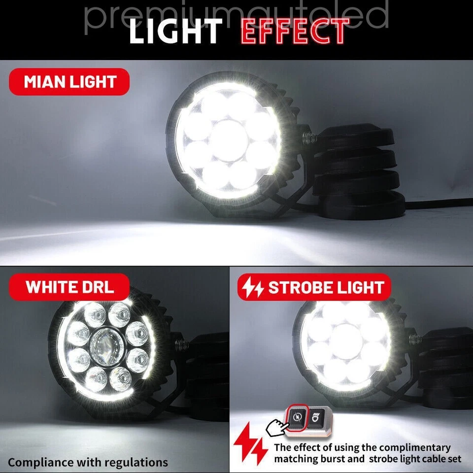 COLIGHT 2X 4.5inch D09 Pro Series Amber DRL Motorcycle Lights With High&Low Beam - Image 3 of 4