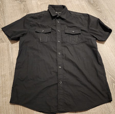 Men's MC SQUARE SHORT SLEEVE BUTTON UP * sz LARGE BLACK pockets