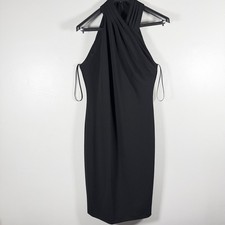 Rachel Rachel Roy Harland Halter Midi Black Dress Large Sleek Sheath Silhouette