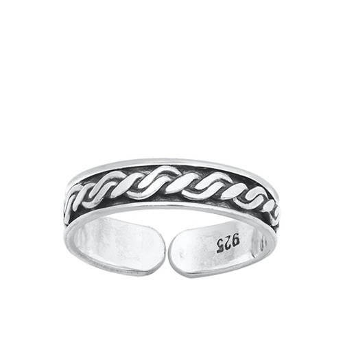 925 Sterling Silver Twisted Braid Bali Adjustable Toe Ring | eBay