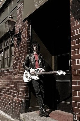 Portrait of musician Barrie Cadogan with his custom electric Phill- Old Photo 3