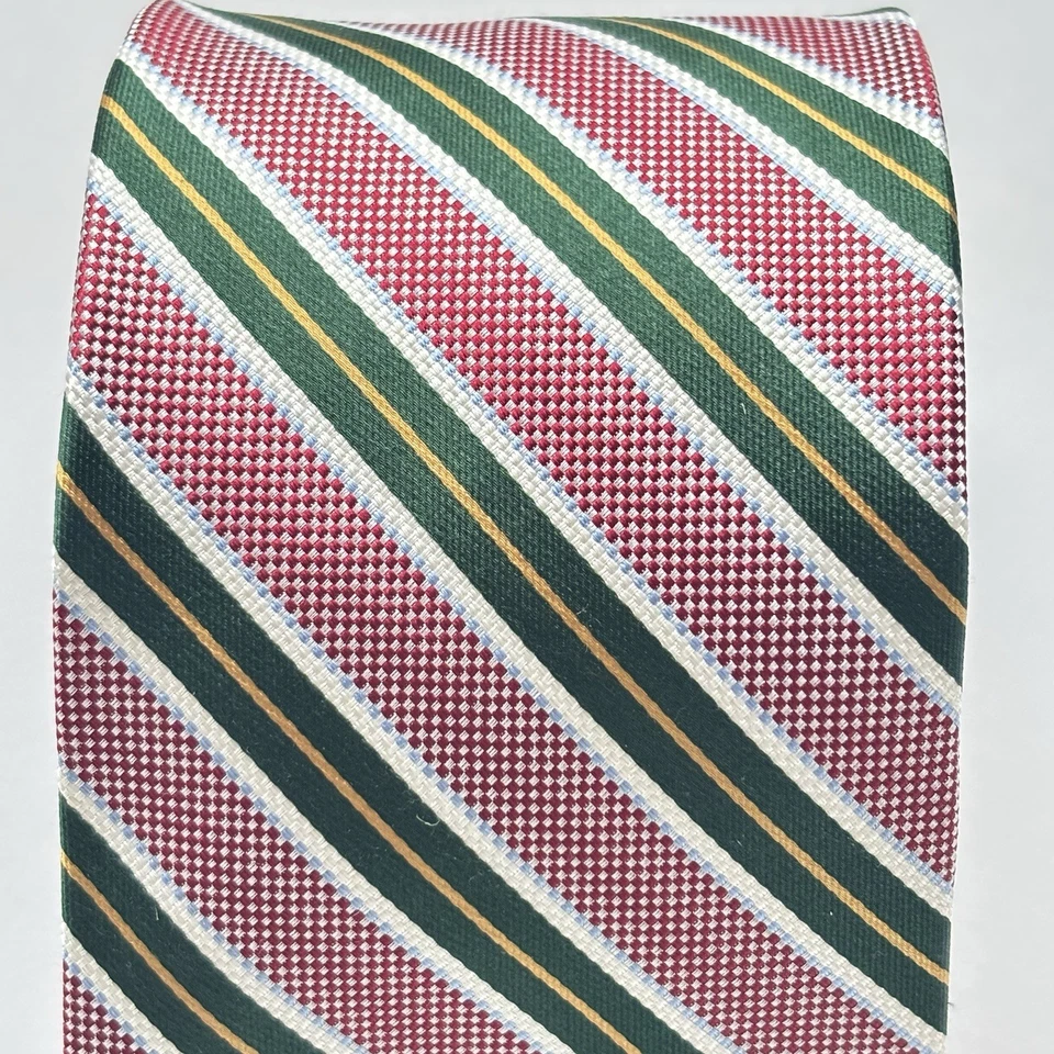 领带 REPP Lands' End 100% 真丝男式条纹提花领带 59.5 x 3.5 二手状况完好 — 第 2/4 张图片