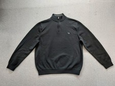 Chaps Men Sweater XL Black 1/4 Zip Mock Neck Ribbed Knit Winter Warm Pullover