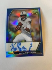 2026 Leaf Metal Draft Kamario Taylor Auto Blue Card Mississippi St QB SSP #4/5