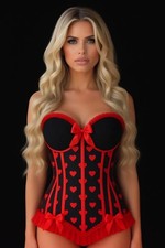Daisy Corsets Lavish Black and Red Hearts Overbust Corset