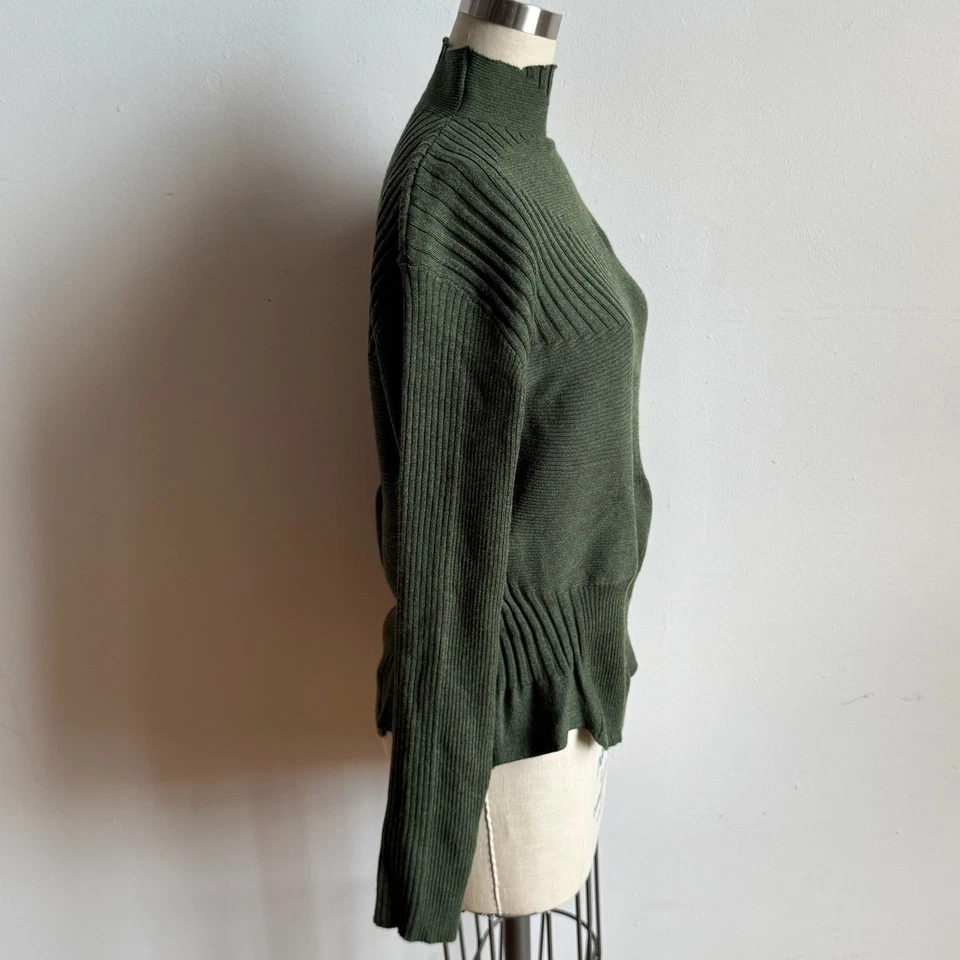 PLEATS PLEASE Green Asymmetrical Sweater with Funnel Neck - L/XL - Image 4 of 4
