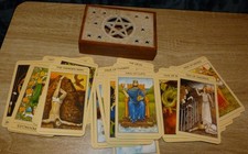 Vintage set of 78 Tarot Cards in wooden box with