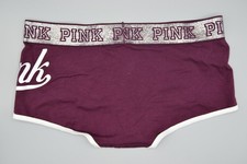 Victoria's Secret PINK Maroon Silver Waistband Boyshort Panties Size S