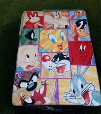 Vintage Warner Bros. Looney Tunes Animation Collage 46x63 Throw Blanket HTF NWOT