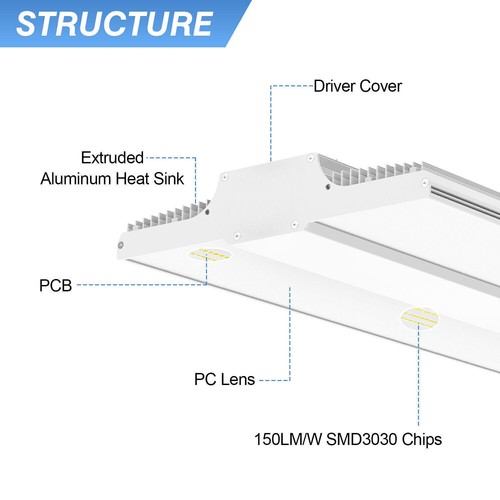 Commercial 150W LED Linear High Bay Light Warehouse Factory Hanging Lamp 22500LM - Picture 7 of 12