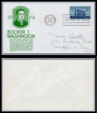 US FDC # 1074 3c Booker T. Washington  Aristocrats Addr. S.Cancel 1956, 9Q3826