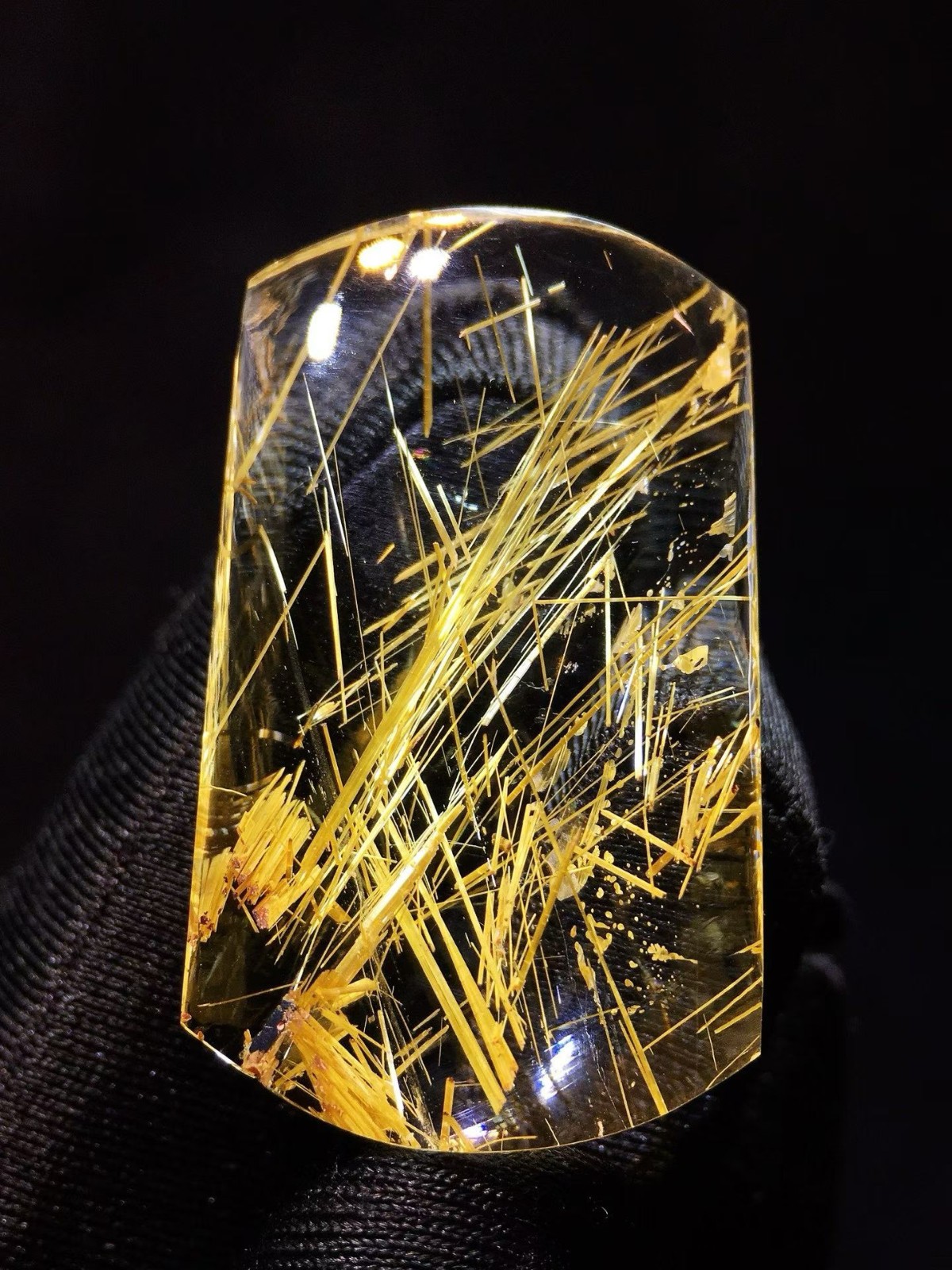 38*23*7.5mm A+ Natural Gold Rutilated Quartz Crystal Pendant Reiki Healing Gift
