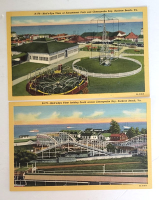 PR 1939 BUCKROE BEACH PC Views * AMUSEMENT PARK ROLLER COASTER LINDY LOOP Mint