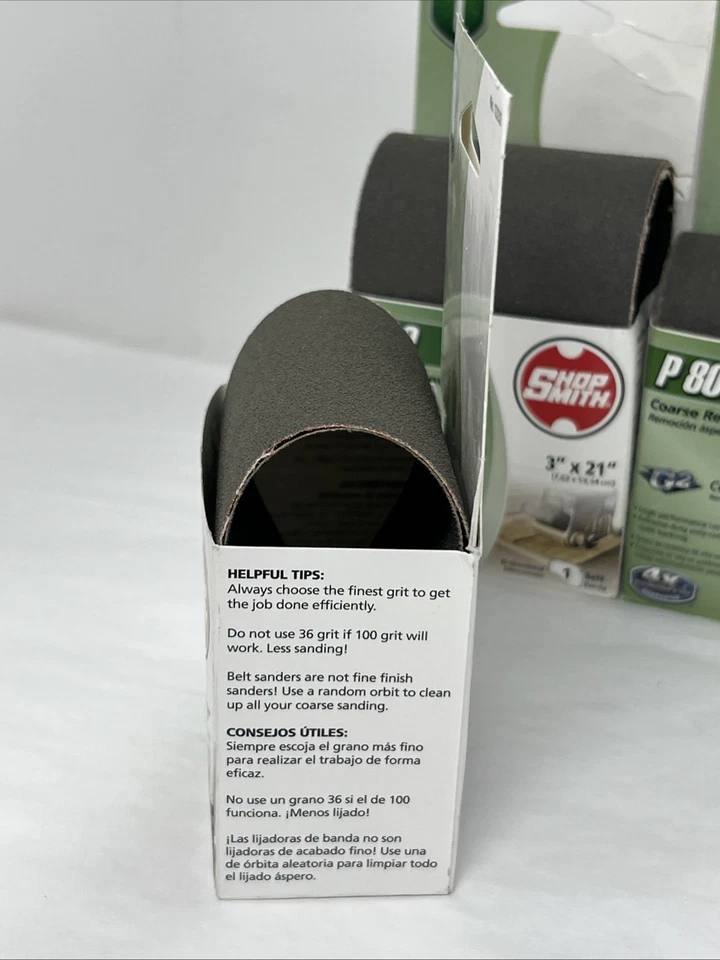 Shopsmith 12232 Cinturón de lijado de grano de cerámica de grano medio 18x3” lote de 3 Foto 4 de 4