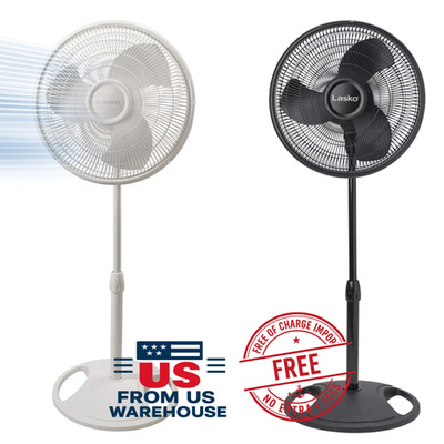 #ad Lasko 16quot; Oscillating Pedestal Fan 3 Speed Adjustable Height White or Black $22.99