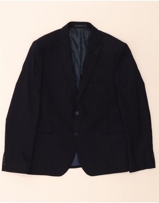 MARKS & SPENCER Mens 2 Button Blazer Jacket UK 42 XL Navy Blue Wool AL13
