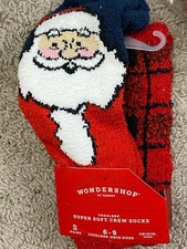 Wondershop Toddler Santa Crew Socks Cozy Super Soft 6-9 Christmas 2 pc Red